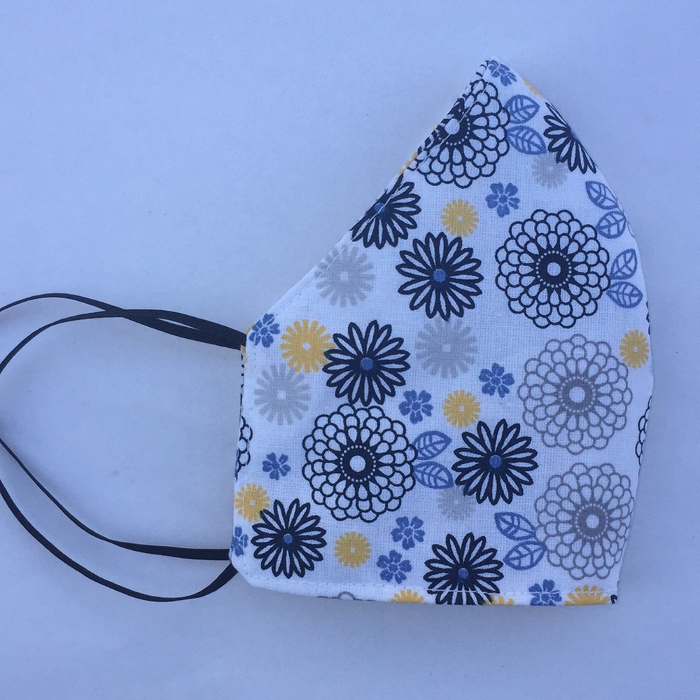 Maize and Blue Flower Print Mask
